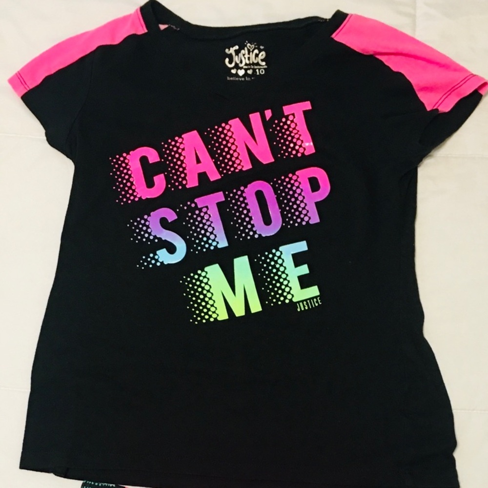 Justice Girls Pink & Black Athletic Set Size 10/12